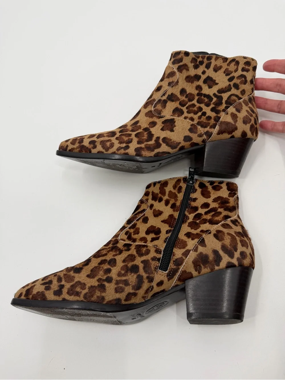 Ash Henna Leopard Print Cow Hair Leather Booties